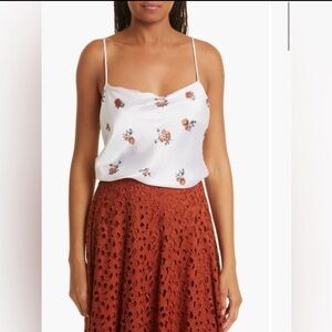 NWT‎ Vince 100% Silk Floral Camisole in Optic White Size Large